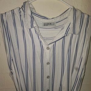 Cotton On White and Blue Stripe Shirtdress